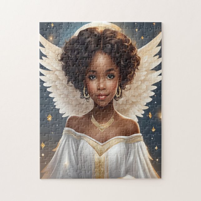 Graceful Black Engel mit Halo Puzzle (Vertikal)