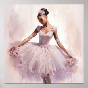 Graceful Black Sugar Plum Fairy in Pink Tutu Poster