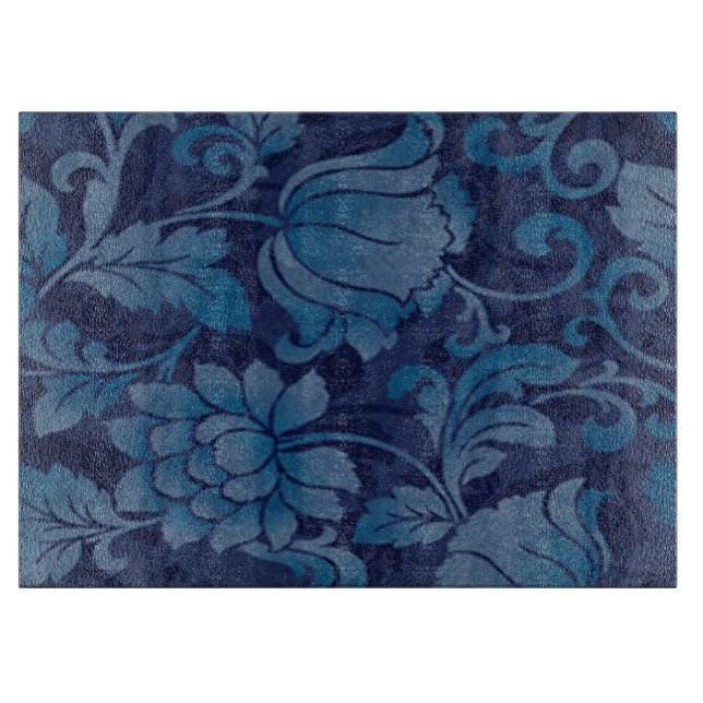 Graceful Blue Floral Cutting Board Schneidebrett (Vorderseite)