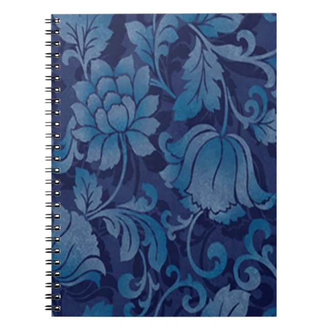 Graceful Blue Floral Spiral Notebook Notizblock (Vorderseite)