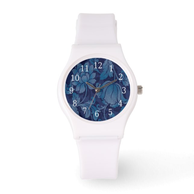 Graceful Blue Floral Watch Armbanduhr (Vorderseite)