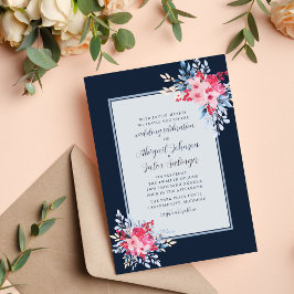 Graceful Blumenrosa und Dusty Blue Wedding Einladung