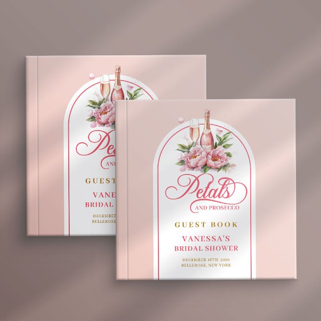 Graceful blush and gold petals prosecco sign book gästebuch (Graceful blush and gold petals prosecco sign book)