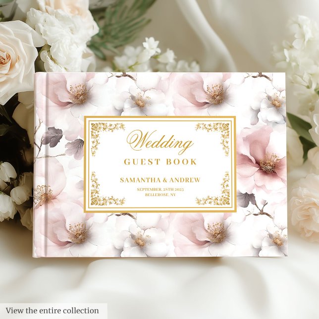 Graceful boho staubige rosa Gold Hochzeitsgast-Buc Gästebuch (Graceful boho dusty pink gold wedding guest book)