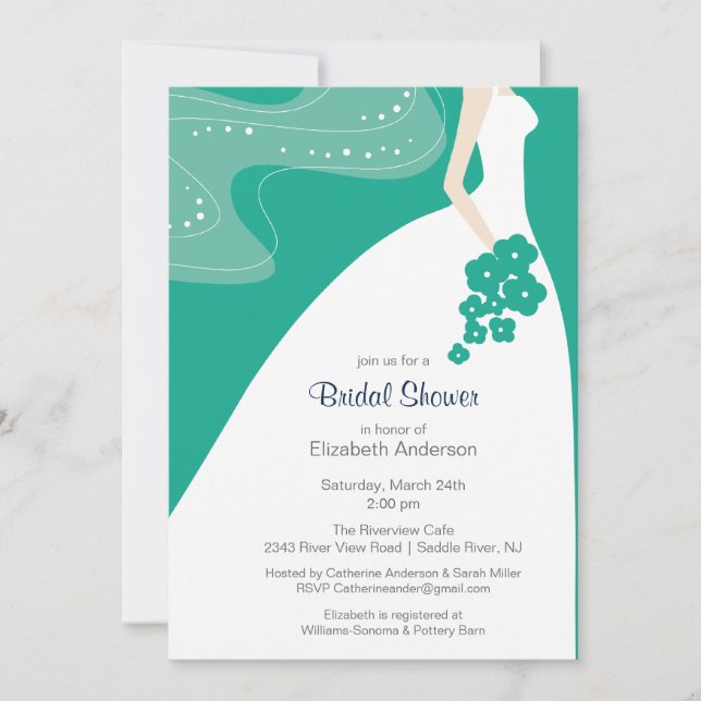 Graceful Brautdusche Einladung Emerald (Vorderseite)