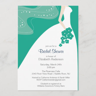 Graceful Brautdusche Einladung Emerald