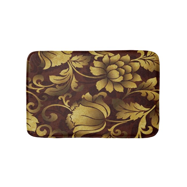 Graceful Brown Floral Bath Mat Badematte (Vorderseite)