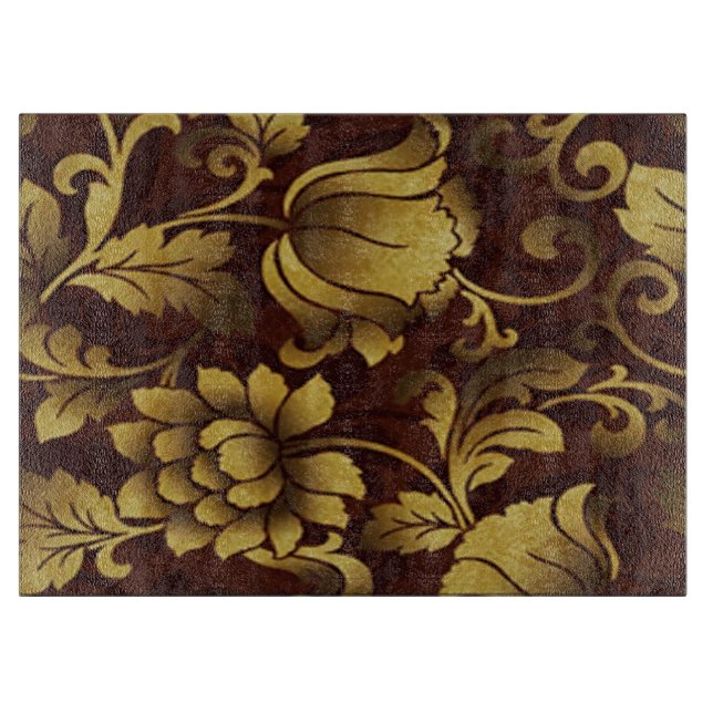 Graceful Brown Floral Cutting Board Schneidebrett (Vorderseite)