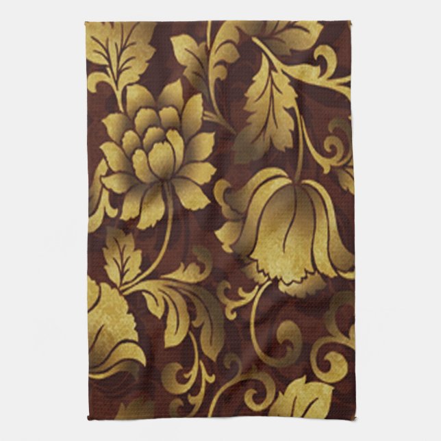 Graceful Brown Floral Kittuch Küchentuch (Vertikal)