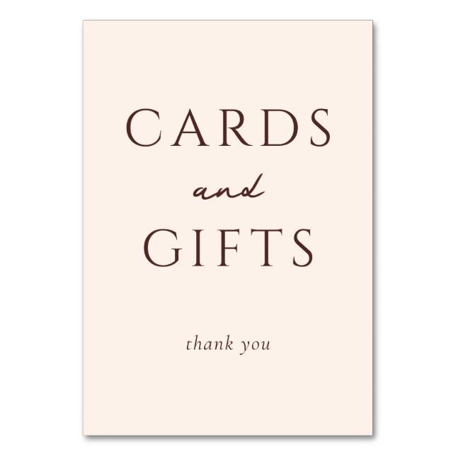 Graceful Brown Typography Thank You Tischnummer (Vorderseite)