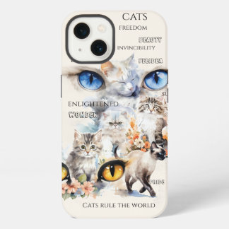 Graceful Cats Wasserfarben Art Typografie iPhone 13 Hülle
