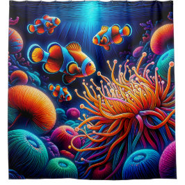 "Graceful Clownfish Coral Reef Art" Duschvorhang