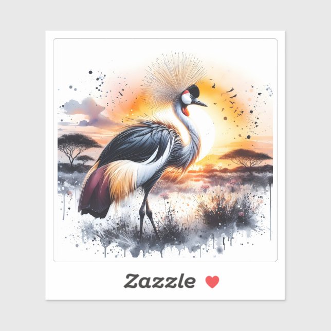 Graceful Crane bei Sonnenuntergang Aufkleber (Blatt)