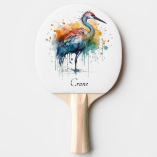 Graceful Crane: Wasserfarben Kunst Tischtennis Schläger