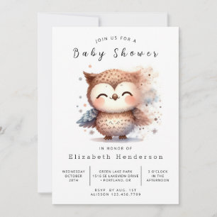 Graceful Custom Owl Baby Dusche Einladung