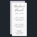 Graceful Delicate Lila Wedding Menu Card Menükarte<br><div class="desc">Einfache und minimale Lila Wedding Menu Card koordiniert mit der tropischen Palmen Hochzeitskollektion.</div>