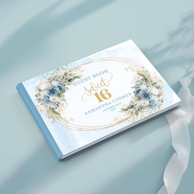 Graceful Dusty Blue Floral Sweet 16th Guest Book Gästebuch (Graceful Dusty Blue Floral Sweet 16th Guest Book)