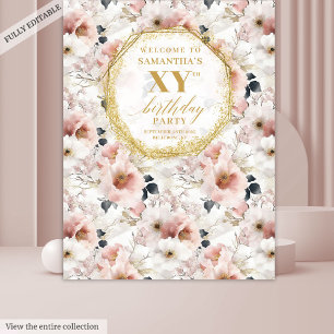 Graceful Dusty Pink Floral Geburtstag Foto Stand Wandteppich