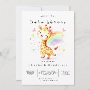 Graceful Editable Giraffe Baby Dusche Einladung