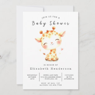 Graceful Editable Giraffe Baby Dusche Einladung
