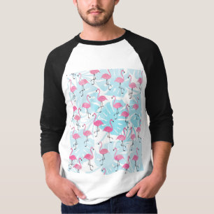 Graceful Flamingos und Monstera Blätter T-Shirt