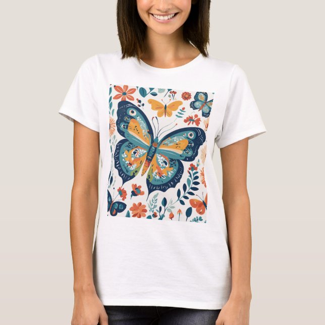 Graceful Flight: Schmetterlingsmuster Frauen T - S T-Shirt (Vorderseite)
