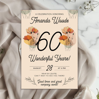 Graceful Floral 60. Geburtstagsfeier Einladung