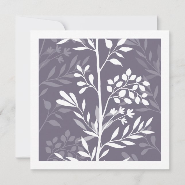 Graceful Floral Silhouette Lavender Purple Minimal Mitteilungskarte (Vorderseite)