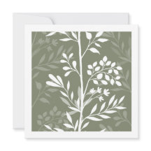 Graceful Floral Silhouette Olive Sage Minimal