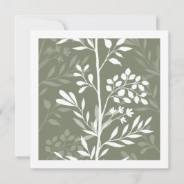Graceful Floral Silhouette Olive Sage Minimal Mitteilungskarte