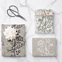 Graceful Floral Silhouettes Modern Botanical Geschenkpapier Set