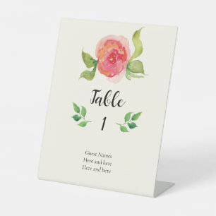 Graceful Floral Wedding Tischnummer Sockelschild