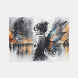 Graceful Flügel brünett Minimalismus Stadtdämmerun Fleecedecke