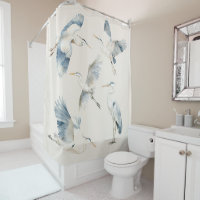 Graceful Flying Blue Herons Creme