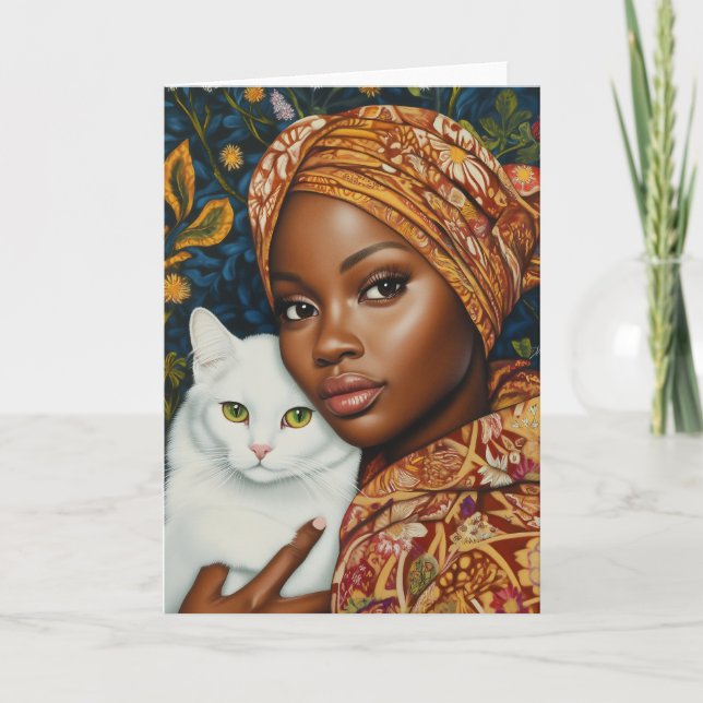 Graceful Frauen mit Katze Einladung (Vorderseite)