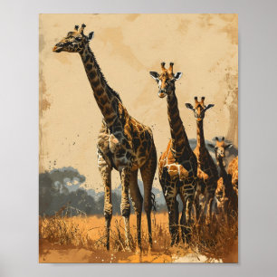 Graceful Giants: Vintage Giraffen Poster