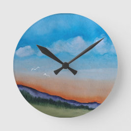 Graceful Glows Sunset Hills Runde Wanduhr