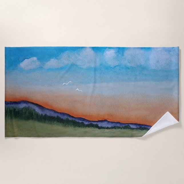 Graceful Glows Sunset Hills Strandtuch (Vorderseite)