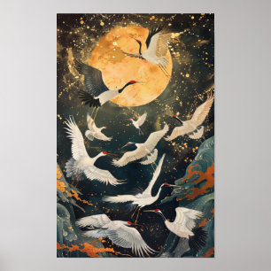 Graceful Golden Crane Family Ansammlung Poster