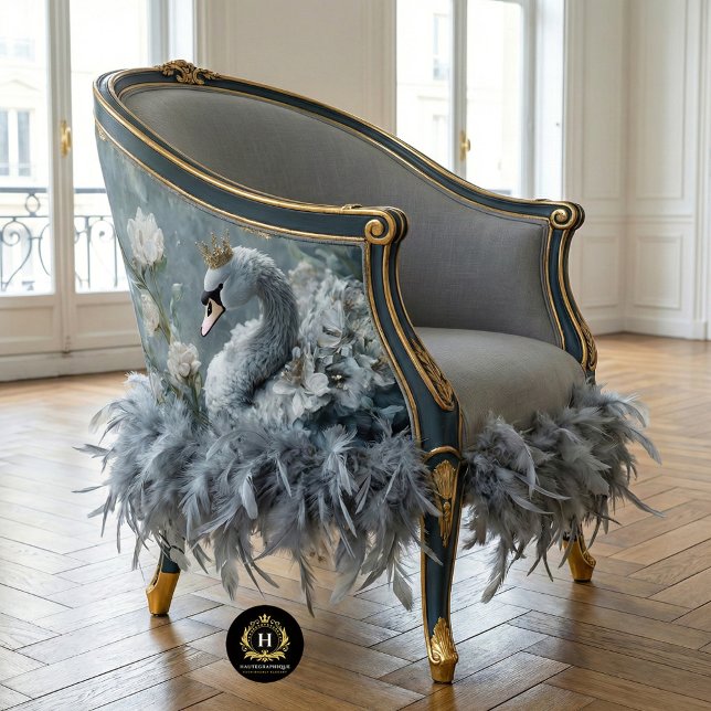 Graceful Grau Swan Gold Crown Floral Decoupage Seidenpapier (Von Creator hochgeladen)