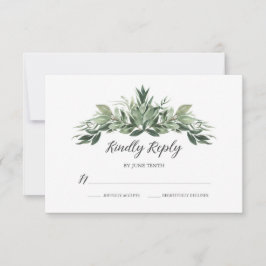Graceful Greenerity Wedding RSVP Card Karte