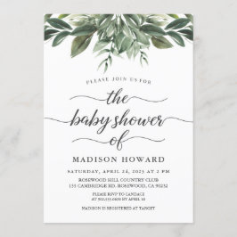 Graceful Greenery Baby Dusche Einladung