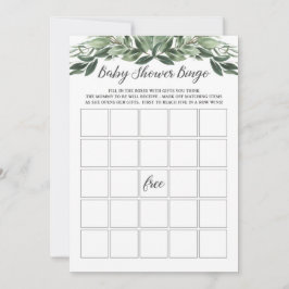 Graceful Greenery Baby Shower Bingo Game Card Einladung