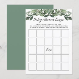 Graceful Greenery Baby Shower Bingo Game Card Einladung