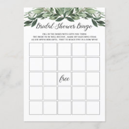 Graceful Greenery Brautparty Bingo Card Einladung
