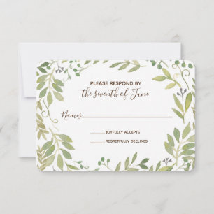 Graceful Greenery Reply Card RSVP Karte