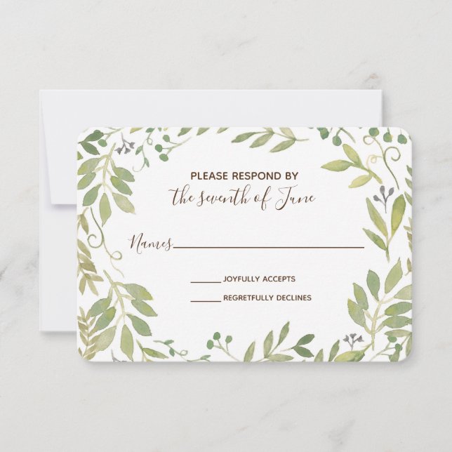 Graceful Greenery Reply Card RSVP Karte (Vorderseite)