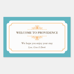 Graceful Grenze orange blau aus der Stadt Geschenk Rechteckiger Aufkleber