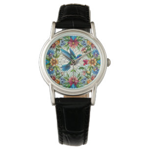 Graceful Hummingbird mit festem Glaseffekt Armbanduhr