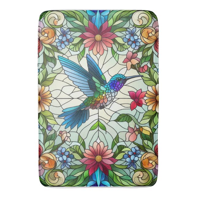 Graceful Hummingbird mit festem Glaseffekt Badematte (Vorderseite Vertikal)
